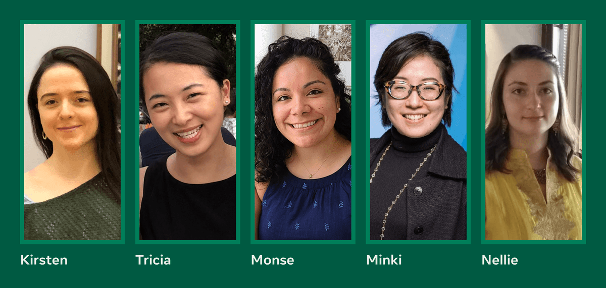 Blog post header with photos of 5 featured women