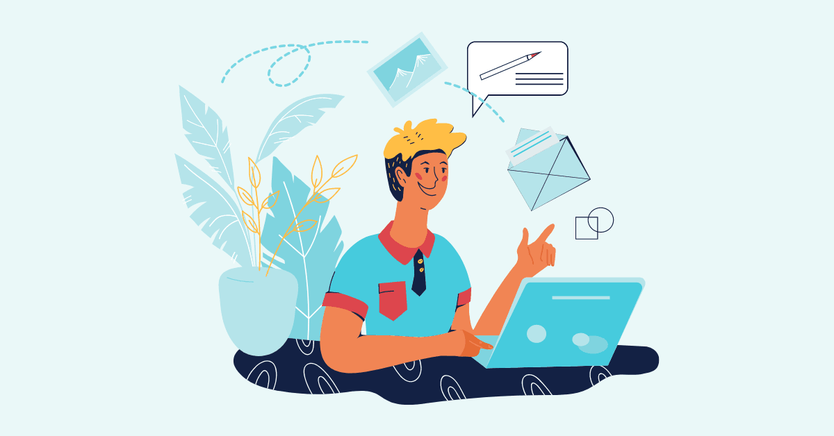 Cartoon image of a happy neurodiverse professional working from home