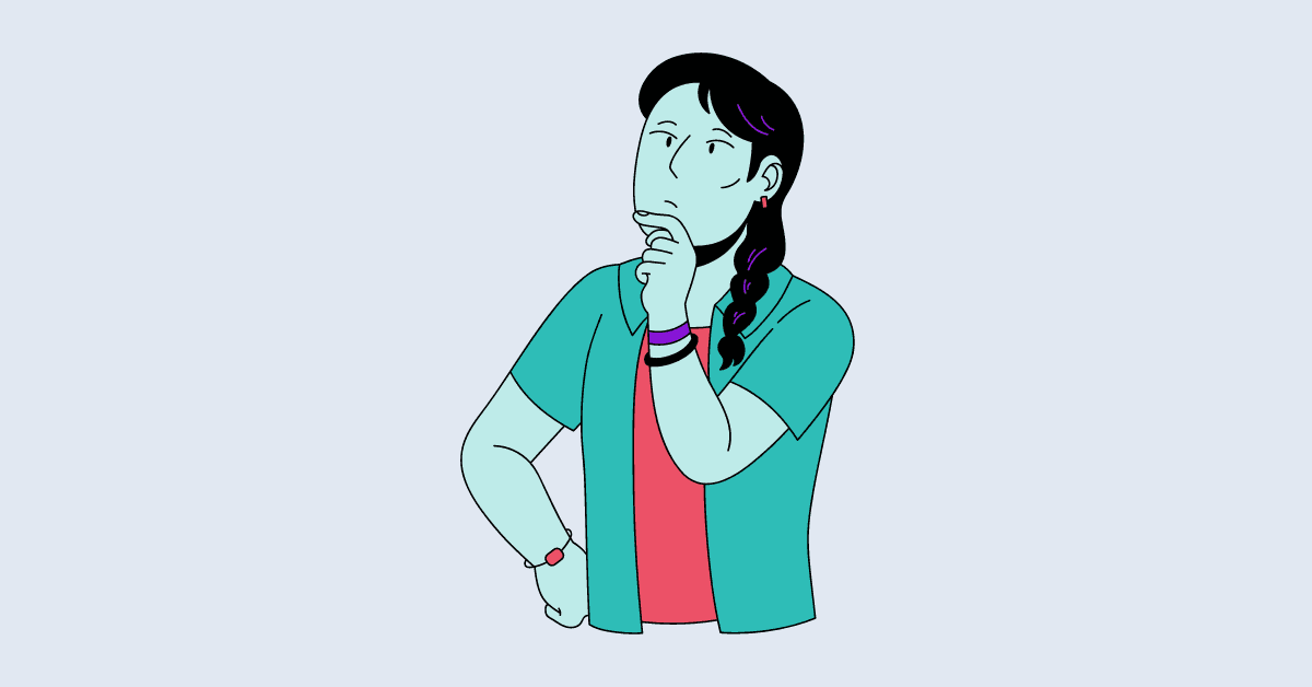 Cartoon image of a woman wondering what unconscious bias means