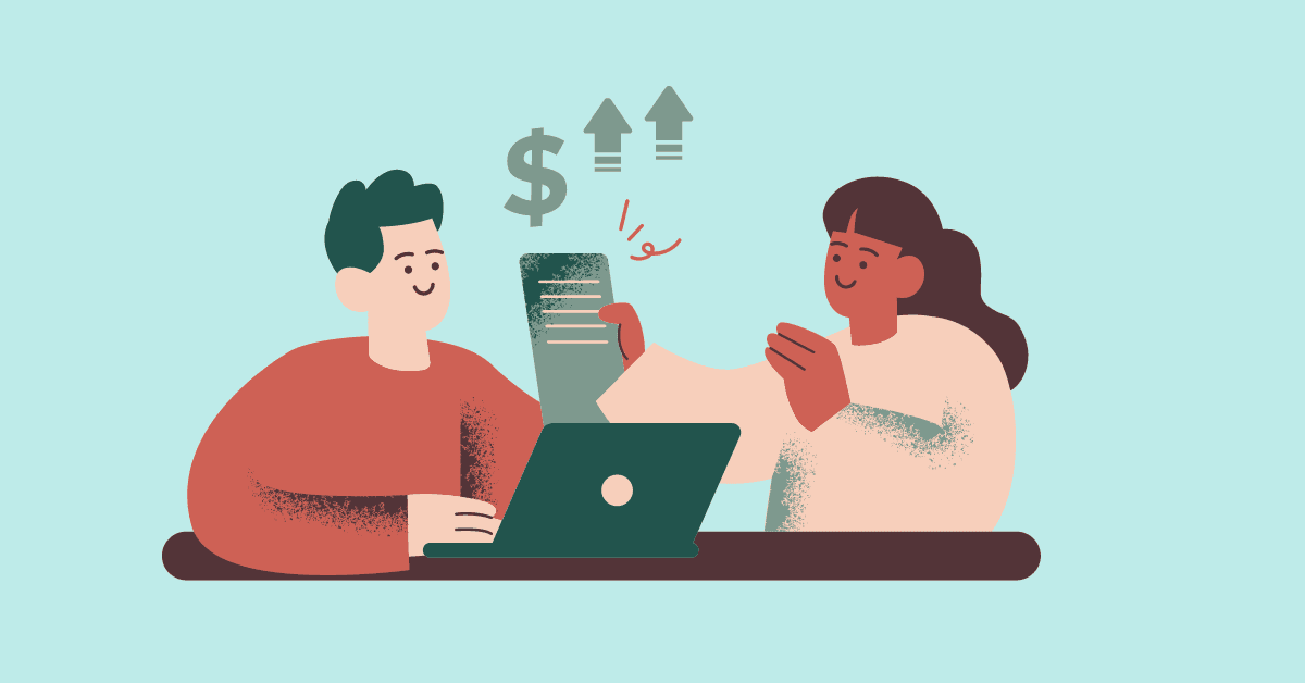cartoon image of one person giving advice to another